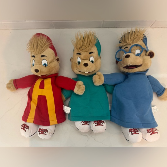 1993 VINTAGE ALVIN AND THE CHIPMUNKS FULL BODY PLUSH HAND PUPPETS - Picture 1 of 16
